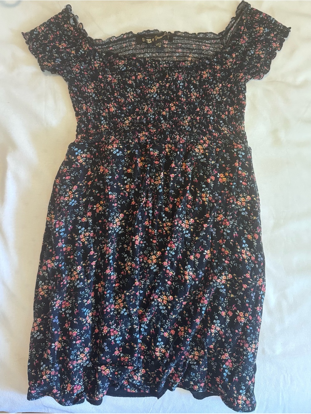 Gypsies & Moondust Ditsy Floral Smocked Off-The-Shoulder Dress